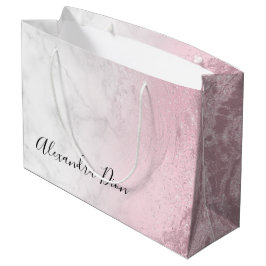 Eleganter, rosa Rosa-Glitzer-Marmor Große Geschenktüte