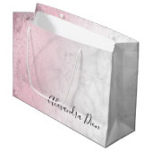 Eleganter, rosa Rosa-Glitzer-Marmor Große Geschenktüte (Vorderseite Schrägansicht)