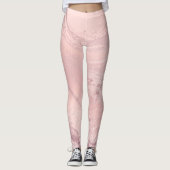 Eleganter Rosa Rosa-Glitzer-Marmor Leggings (Vorderseite)