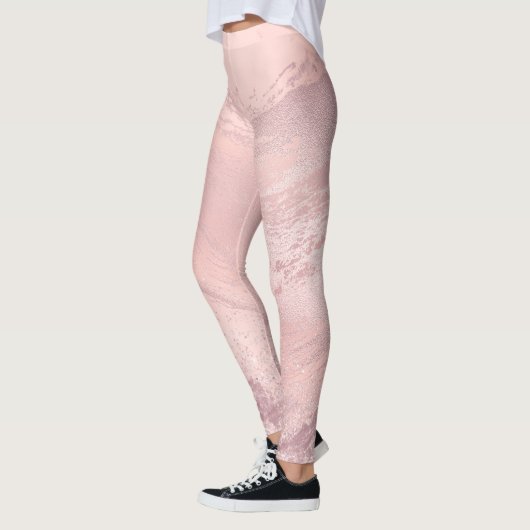 Eleganter Rosa Rosa-Glitzer-Marmor Leggings (Links)