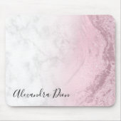 Eleganter Rosa-Rosa-Glitzer-Marmor Mousepad (Vorne)