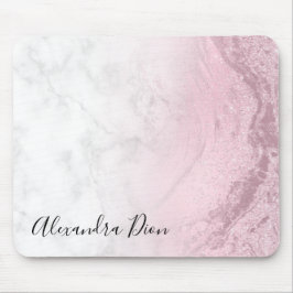 Eleganter Rosa-Rosa-Glitzer-Marmor Mousepad