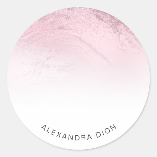 Eleganter Rosa-Rosa-Glitzer-Marmor Runder Aufkleber (Vorderseite)