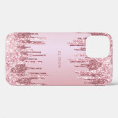 Eleganter Rosa Rosa Glitzer Tropfen individuelle N Case-Mate iPhone Hülle (Rückseite (Horizontal))
