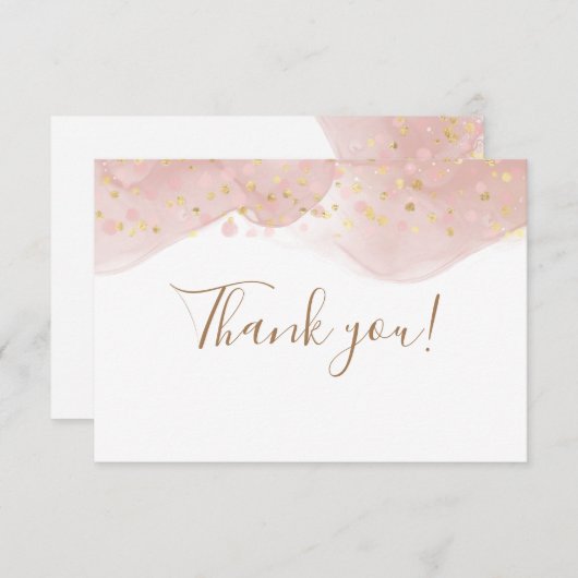 Eleganter Rosa Rosa Rosa Goldmedaille Glitzer Glit Dankeskarte (Vorne/Hinten)