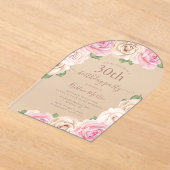 Eleganter Rosa Rose Blumenstrauß, 30. Geburtstag P Acryleinladungen (Ablage )