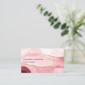 Eleganter Rosa Rose Gold Agate Marmor Glitzer Visitenkarte (Stehend Vorderseite)