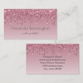 Eleganter Rosa Rose Gold Dripping Imitate Glitzer Visitenkarte (Vorne/Hinten)