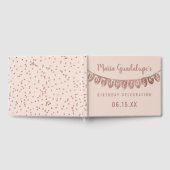 Eleganter Rosa Rose Gold Glitzer Banner Quinceañer Gästebuch (Voll)