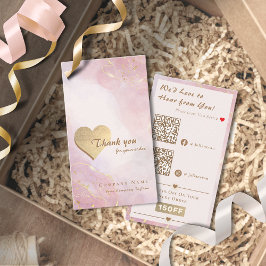 Eleganter rosa Rose Gold Herz QR Code Vielen Dank Visitenkarte