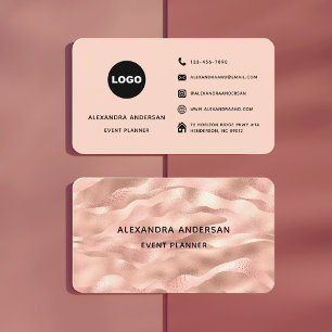 Eleganter Rosa Rose Gold Metallwellen Corporate Visitenkarte