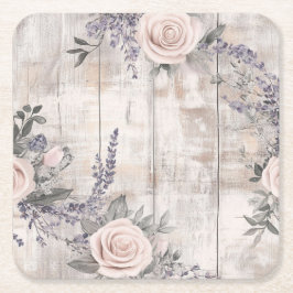 Eleganter rosa Rose Lavender Wedding Paper Unterse Rechteckiger Pappuntersetzer