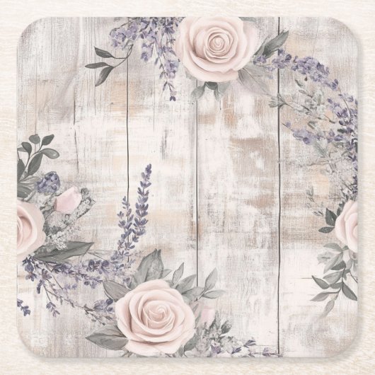 Eleganter rosa Rose Lavender Wedding Paper Unterse Rechteckiger Pappuntersetzer (Vorderseite)