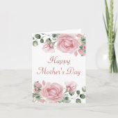 Eleganter Rosa Rose Muttertag Karte (Vorderseite)