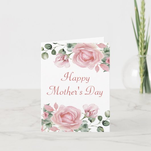 Eleganter Rosa Rose Muttertag Karte (Vorderseite)