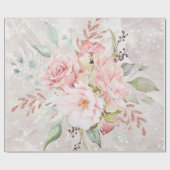 Eleganter rosa Rose Peony Blumenmarmor Glitzer Geschenkpapier (Flach)