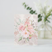 Eleganter rosa Rose und Blütenmarmor aus Peony Postkarte (Stehend Vorderseite)