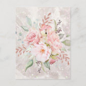 Eleganter rosa Rose und Blütenmarmor aus Peony Postkarte (Vorderseite)
