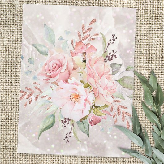 Eleganter rosa Rose und Blütenmarmor aus Peony Postkarte