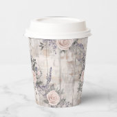 Eleganter rosa Rose und Lavender Wedding Paper Cup Pappbecher (Links)