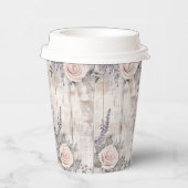 Eleganter rosa Rose und Lavender Wedding Paper Cup Pappbecher (Rechts)
