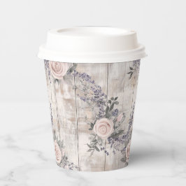 Eleganter rosa Rose und Lavender Wedding Paper Cup Pappbecher