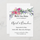 Eleganter rosa Rosen Aquarelllavender boho Save The Date (Vorne/Hinten)
