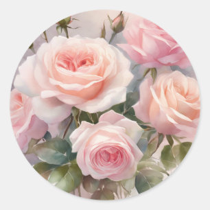 Eleganter Rosa Rosen Blumen Garten Runder Aufkleber