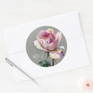 Eleganter Rosa-Rosen-Impasto-Blumen-Hochzeitsaufkl Runder Aufkleber
