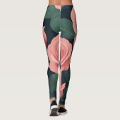 Eleganter rosa Rosen Leggings auf dunklem Hintergr (Rückseite)