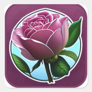 Eleganter rosa Rosenaufkleber für Geschenke, Lapto Quadratischer Aufkleber