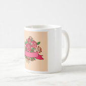 Eleganter rosa Rosenblumenstrauß Kaffeetasse (VorderseiteRechts)