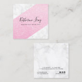 Eleganter rosa Rosengolz Glitzer mit weißem Marmor Quadratische Visitenkarte (Vorne/Hinten)