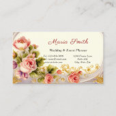 Eleganter rosa Roses Gold Wedding Event Planner Visitenkarte (Vorderseite)