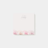 Eleganter Rosa Roses Monogram Individuelle Name Post-it Klebezettel (Vorderseite)