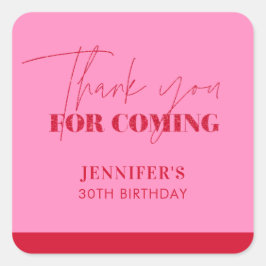 Eleganter Rosa Roter Glitzer Geburtstag Vielen Dan Quadratischer Aufkleber