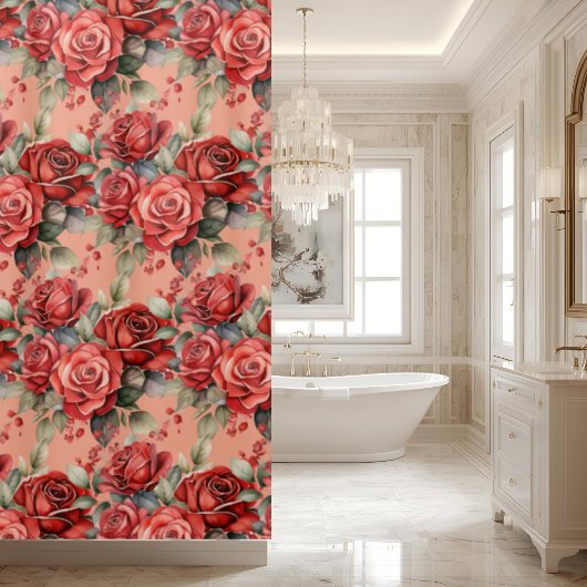 Eleganter rosa roter Rosen Duschvorhang