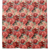 Eleganter rosa roter Rosen Duschvorhang (Vorderseite)