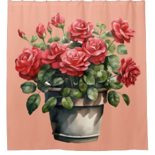 Eleganter rosa-roter Rosen-Duschvorhang Duschvorhang
