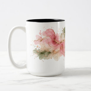 Eleganter Rosa-Sage-Wasserfarben-Blumen-MugMug Zweifarbige Tasse