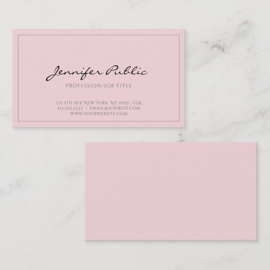 Eleganter rosa sauberer beruflicher moderner Chic Visitenkarte (Vorne/Hinten)