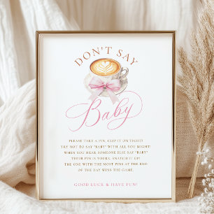 Eleganter rosa Schleife Kaffee Baby Shower Spiel P Poster