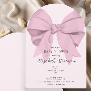 Eleganter rosa Schleifen Mädchen Baby Shower Bogen Einladung