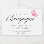 Eleganter rosa Schmetterling Schaumweinetikett (Einzelnes Label)