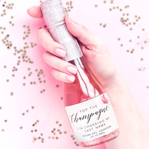 Eleganter rosa Schmetterling Schaumweinetikett