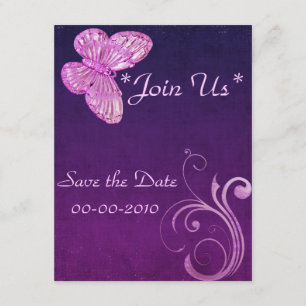 "Eleganter rosa Schmetterling" Schöne Ausdrücke Save The Date