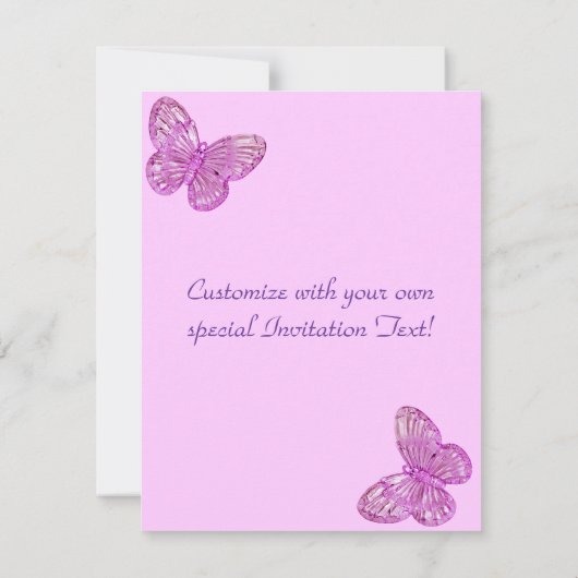 "Eleganter rosa Schmetterling" Schöne Ausdrücke Save The Date (Rückseite)