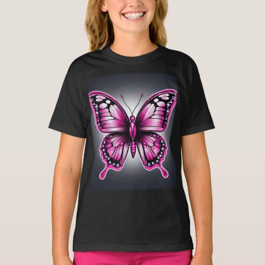 Eleganter rosa Schmetterling-T - Shirt" T-Shirt (Vorderseite)