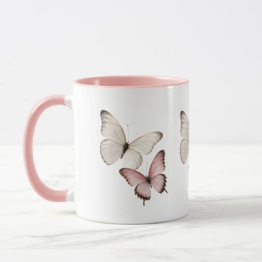 Eleganter rosa Schmetterlingsbecher Tasse (Links)