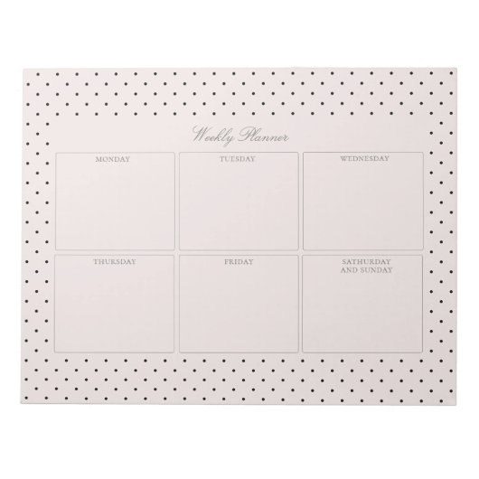 Eleganter rosa schwarz gepunkteter großer Tearaway Notizblock (Vorderseite)